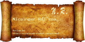 Nicsinger Rózsa névjegykártya